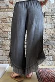 Rustic Nature Bubble Cotton Slant Frill Pant Washed Charcoal
